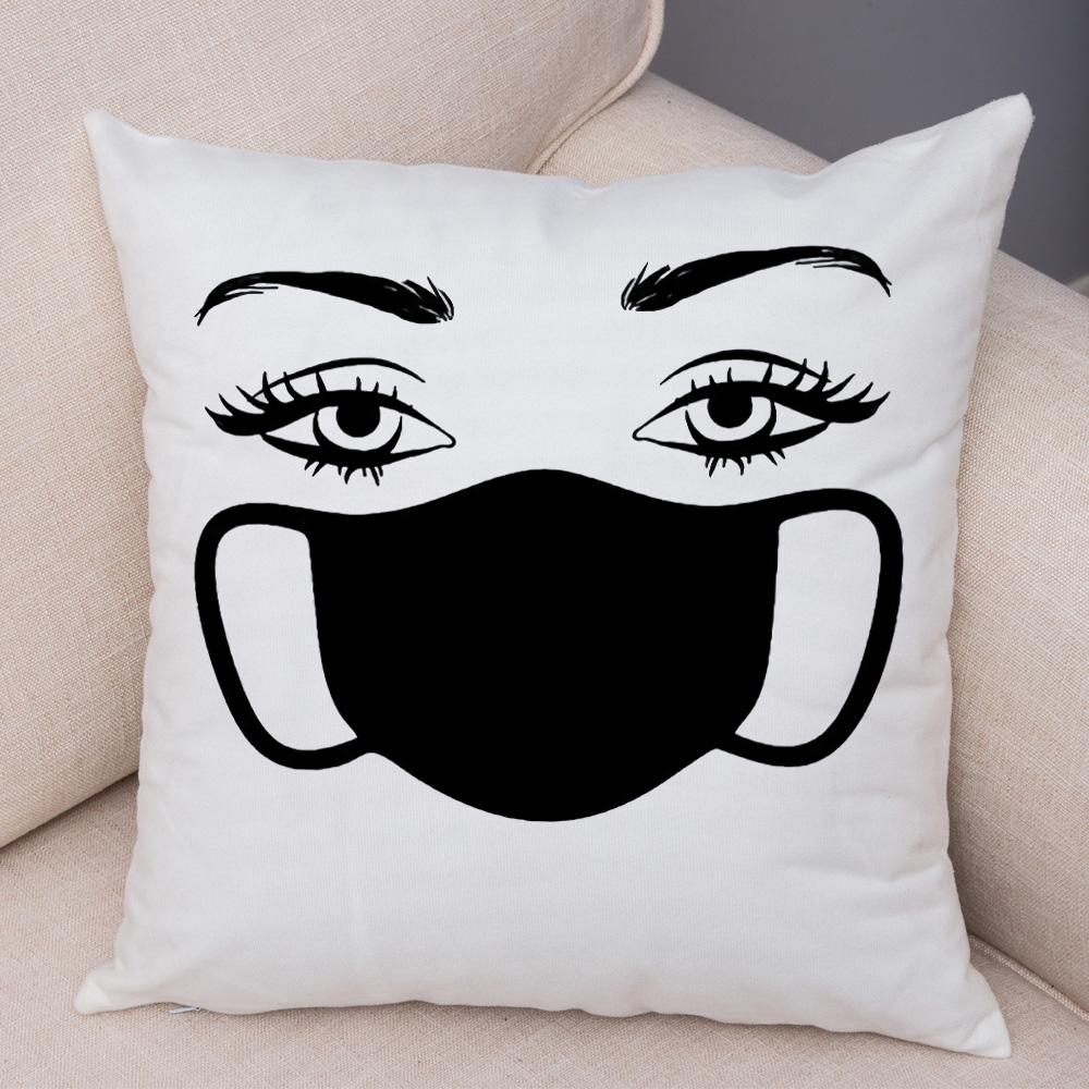Fashion Mask Eyelash Print Pattern Pillowcase Cover  Bed Car Office Decorative
