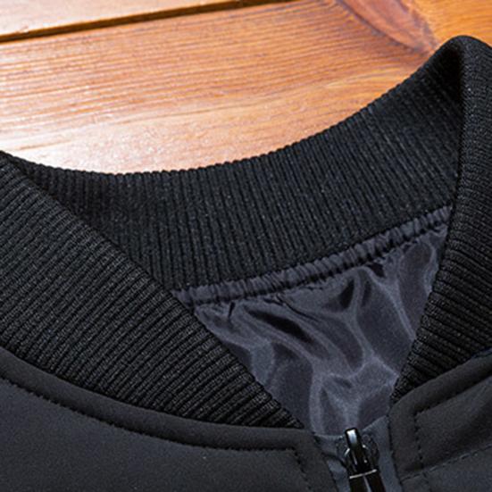 Men Jacket Cotton Padded Long Sleeve Solid Color Stand Collar Coldproof Winter Coat Baseball Jacket Streetwear