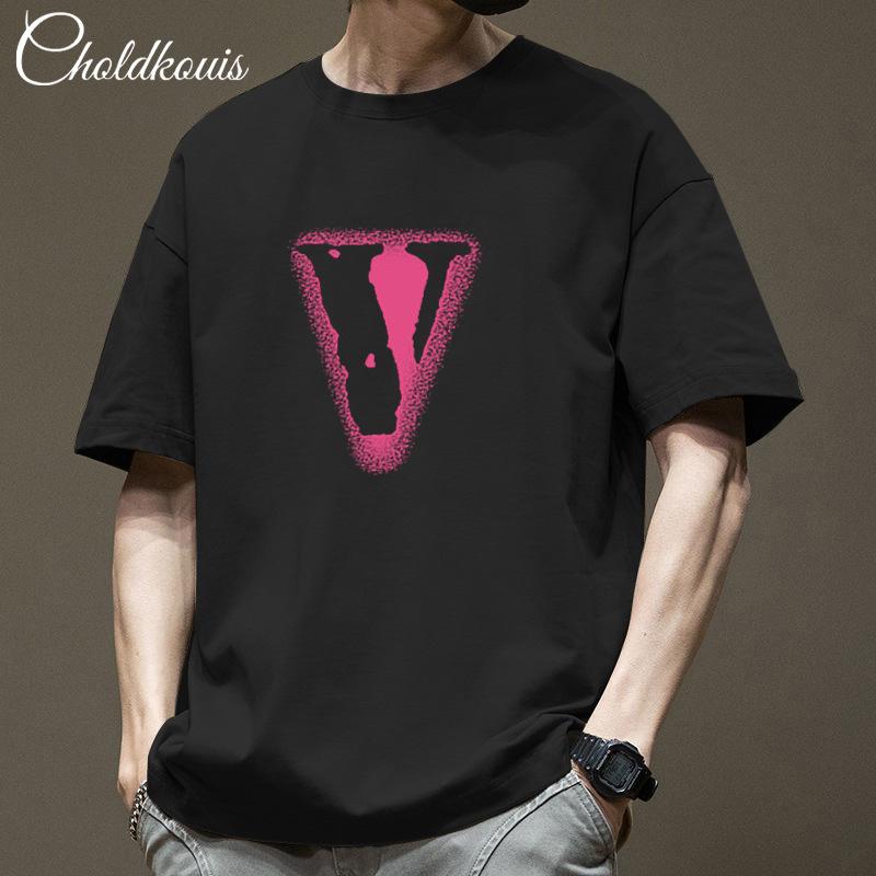 Trendy Brand Heavy-duty Pure Cotton Short Sleeved T-shirt for Men's Summer New Style Trendy Loose Half Sleeved Men's Round Neck Top