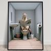Animal Reading The Newspaper On The Toilet Posters and Prints Canvas Printing Wall Art Picture for Living Room Home Decoration