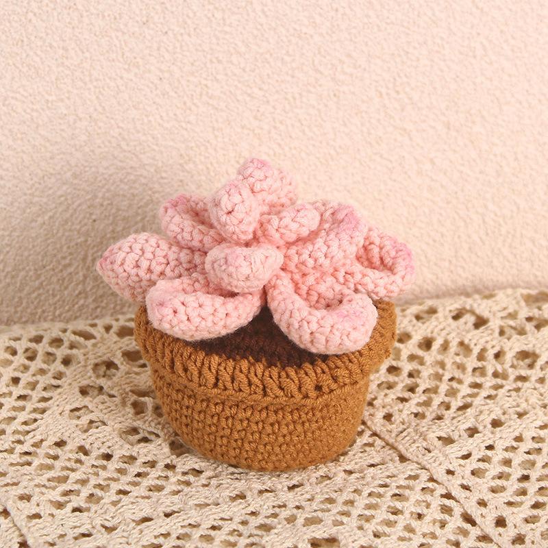 Handmade Emotional Support Crochet Plant Desktop Ornament Positive Crochet Succulents Doll Home Room Decoration Christmas Gift
