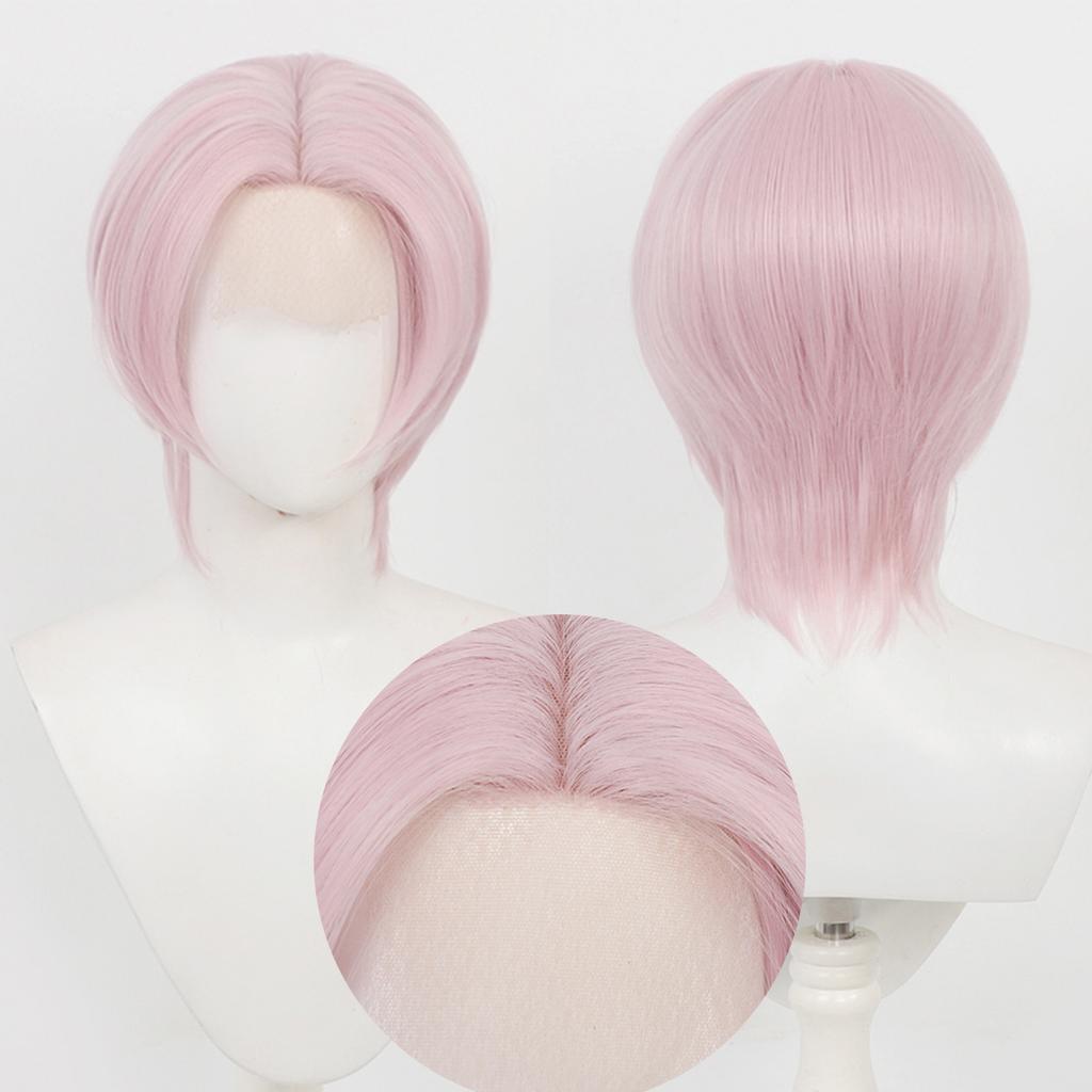 14 Zoll Cosplay Perücke Universelle Synthetische Spitzenfront-Perücke Kurze Anime-Perücke Mittelscheitel Gerade Cosplay-Perücke Mit Pony für den Alltag