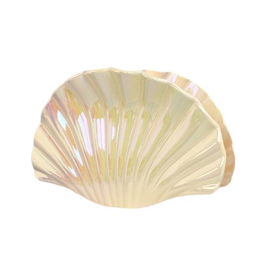 Hair Clip Gradient Color Hollow Design Shell Shape Hair Claw Plastic Resin Material Strong Grip Back Head Hair Claw