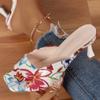 Modne buty damskie 2024 Lato Wysokiej jakości otwarte palce damskie kapcie Moda Kwiat Duży rozmiar szpilki damskie kapcie na wysokim obcasie