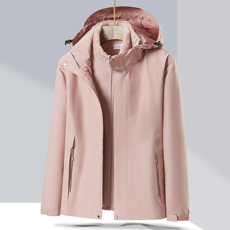 Men's Winter 4-in-1 Hardshell Men's and Women's Fleece Lining Double-sided Wear Lamb Fleece Jacket Outdoor Mountaineering Clothing