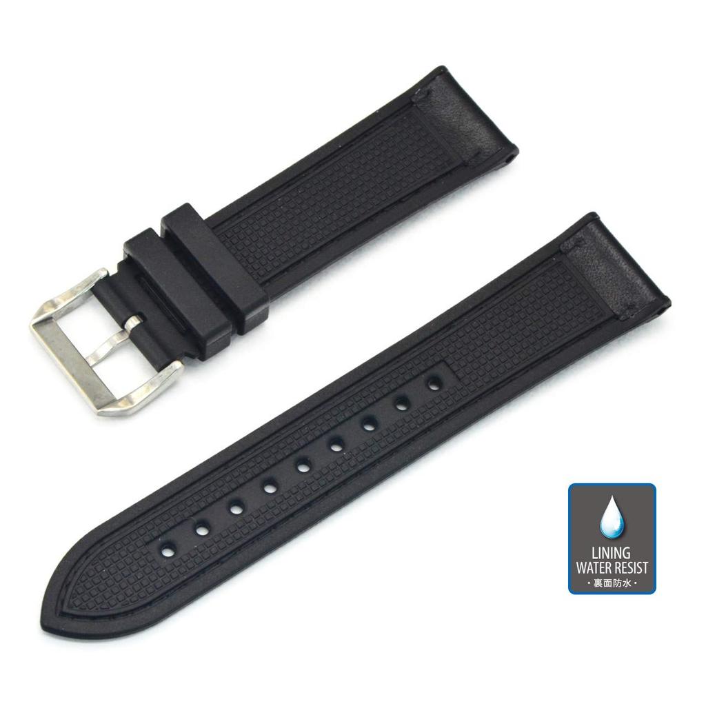 CASSIS Calfskin Watch Strap, Waterproof Backing, ROCHELAIS CALF, 22mm, Black, Includes Replacement Tool, U1127HW1019022