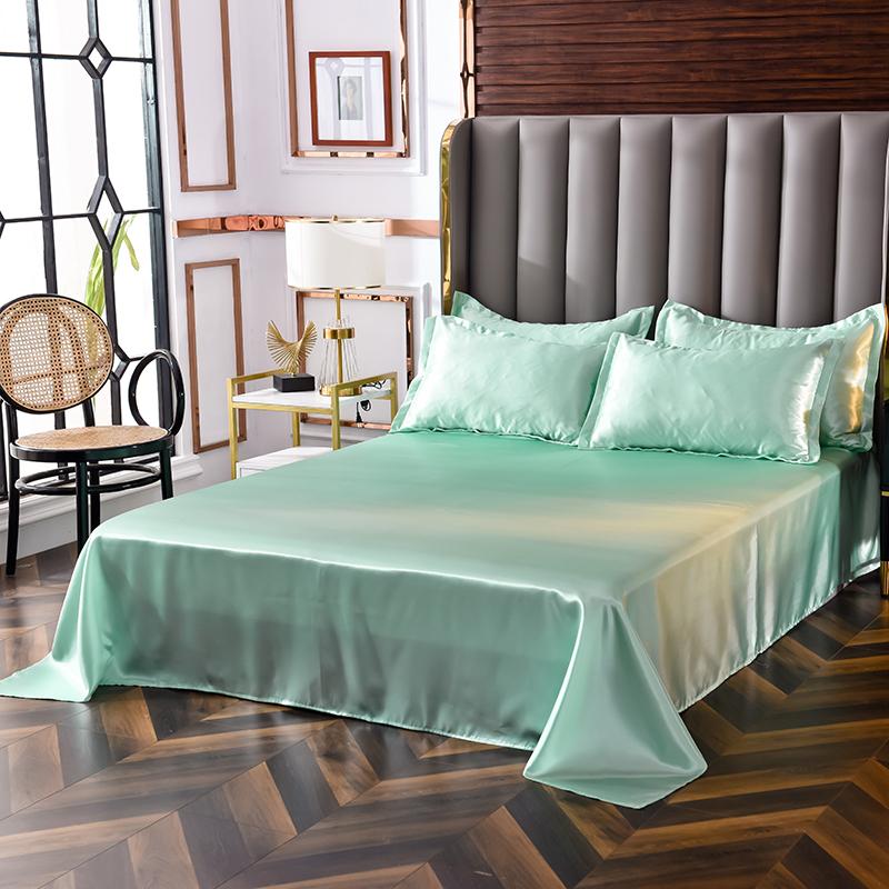 1pc Flat Bed Sheet Silky Bedsheets Solid Color Bed Linen Smooth Flat Sheets Sabanas Para Cama Home Textile Bed Sheets