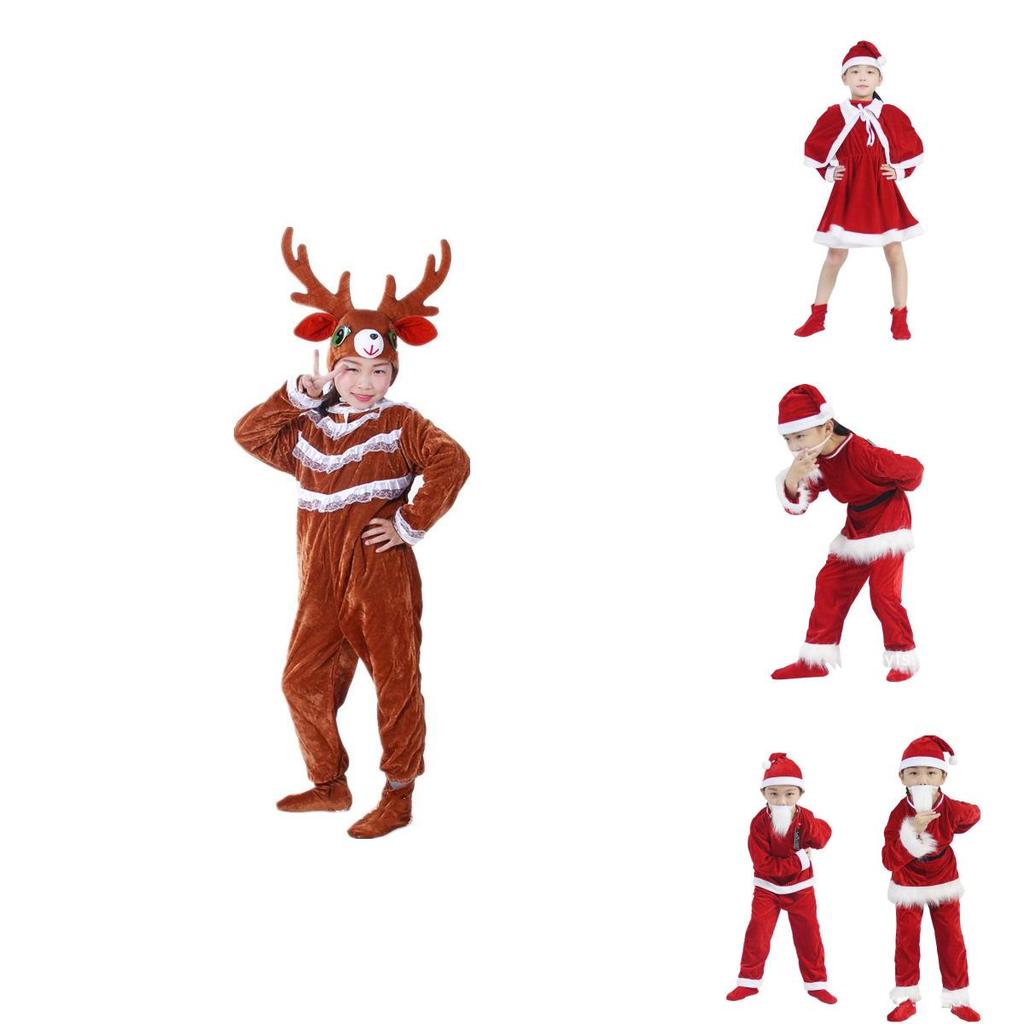 Elite Toddler Adult Velvet Xmas Party Outfits W/elk Santa Claus Hat