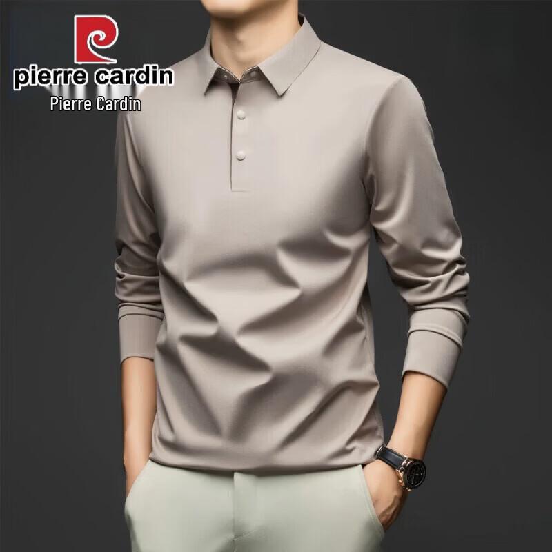 Pierre Cardin Men's Seamless Long Sleeve Lapel Polo Shirt