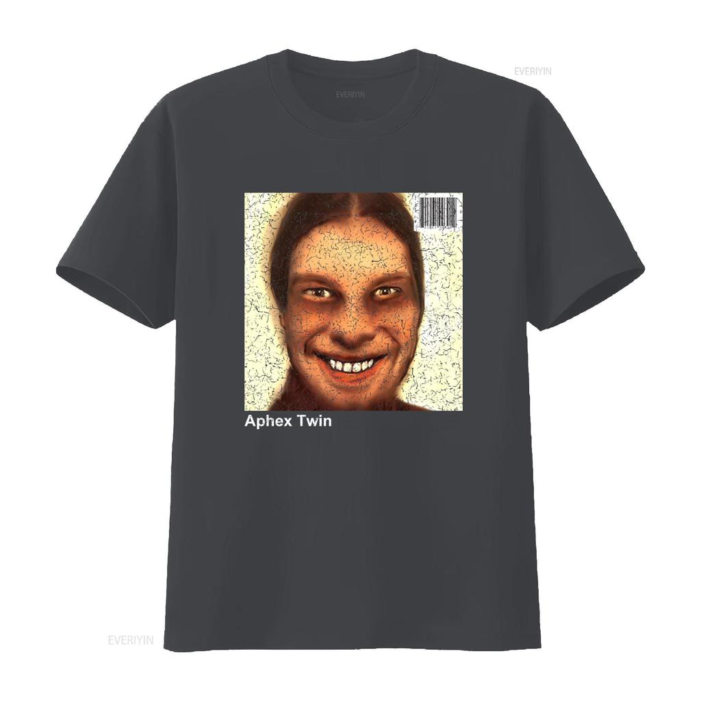 Retro Aphex Twin 1990er Album Cover T-Shirt Vintage Stil Druck für Musikliebhaber Vintage Gewaschenes Oberteil für den Alltag Mann