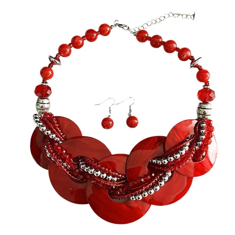 Elegant Shell Jewelry Set With Geometric Design Lightweight Sturdy For Daily Wear And Special Occasions Multiple Color Options