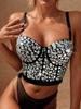 Rose Beauty Barevný drahokamu Bustier Crop Corzet Cami Top