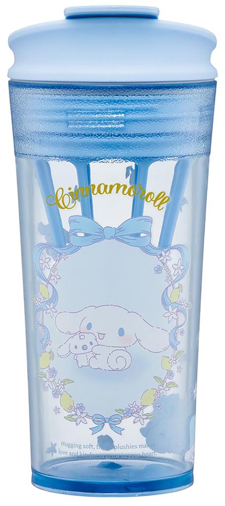 Skater Tumbler with with Flap and Memory Sanrio Cinnamoroll Plush Hug Shaker, 420ml, Stick, PTBFS4-A