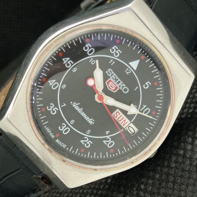 

USED VINTAGE SEIKO 5 AUTOMATIC 6309A JAPAN MENS D/D BLACK WATCH 608i-a316956-2 SKU608i-a316956