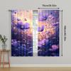 2pc,  Window Curtains Blue & Purple Flowers Light Filter Spring Party & Holiday Decor Perfect for Carnival Decor