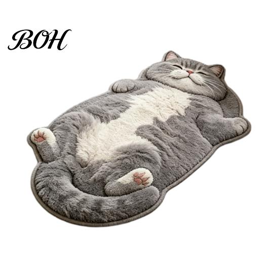 Tile And Wood Floor Mat Cute Cat Bathroom Rug, Anti-Slip Absorbent Bath Washable Plush Easy Care Kitty Door for Entrance Kitchen Home Decor Safety Rug