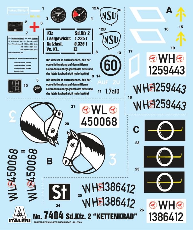 Platz Italeri 1/9 Scale WWII German Kettenkrad Plastic Model Kit IT7404 (Combat Vehicle)