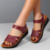 Genuine Leather Sandals for Women 40-60 Years - Non-Slip Soft Sole Summer Comfort Footwear for Mature Ladies