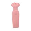 Wind Summer Round Neck Short-sleeved Dress Design Pleated Elastic Slim Sexy Hip-wrapped Knee Dress