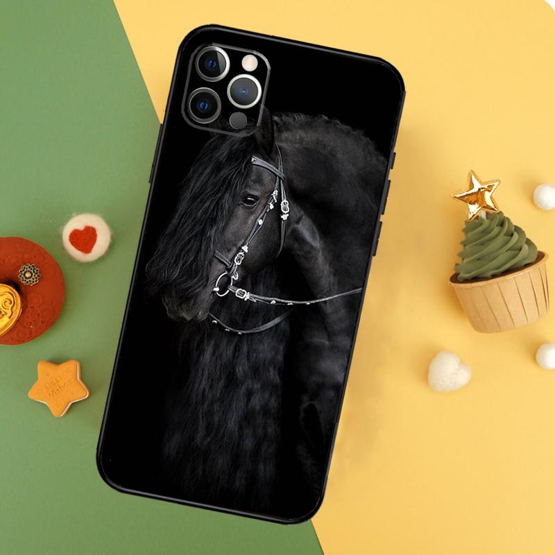 Beautiful Black Horse Phone Case For iPhone 17 16 14 13 12 11 15 Pro Max 12 13 Mini 16E 17 Air Shockproof Cover