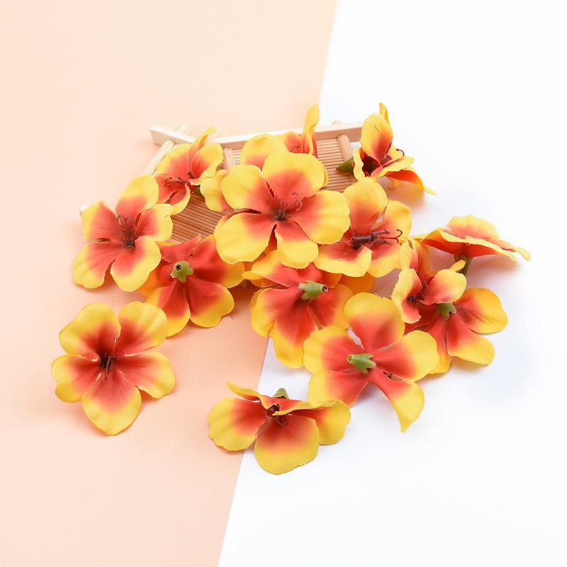 50/100PCS Artificial Flowers Silk Orchid Head Fake Cherry Flower Wall Wedding Home Decor Scrapbook Diy Gifts Candy Boxes Bouquet