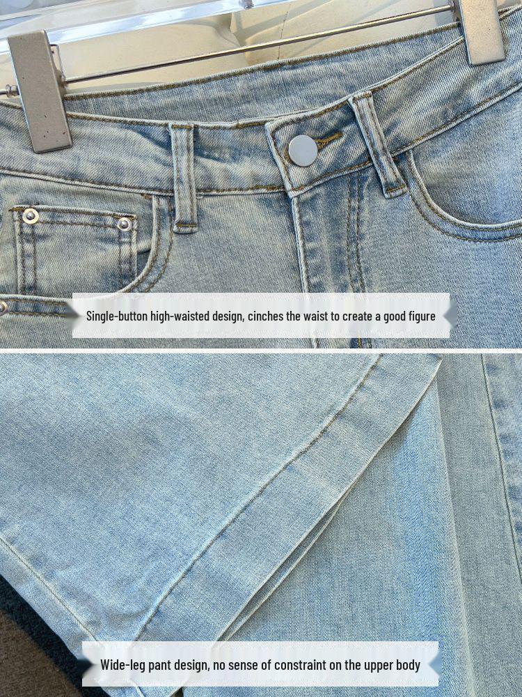 Pear Shape Women's High Waist Wide Leg Flared Jeans - Light Color, Spring/Autumn 2025, Floor-Length.