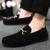 Fashion Breathable Slip-on Men Casual Shoes Mens Driving Shoes Lightweight Suede Lazy Shoes Male Comfortable Loafers Moccasins