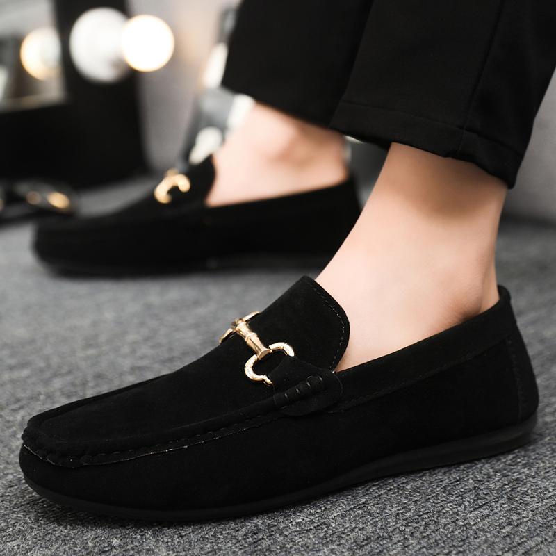 Fashion Fashion Breathable Slip-on Men Casual Shoes Mens Driving Shoes Lightweight Suede Lazy Shoes Male Comfortable Loafers Moccasins