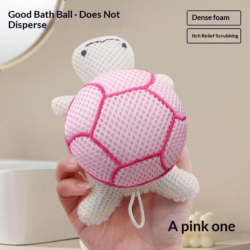 

Double-Sided Turtle Bath Sponge Ball Cute Reusable Exfoliating Body Scrubber Portable Shower Deep Cleansing Bathing Tool рожевий