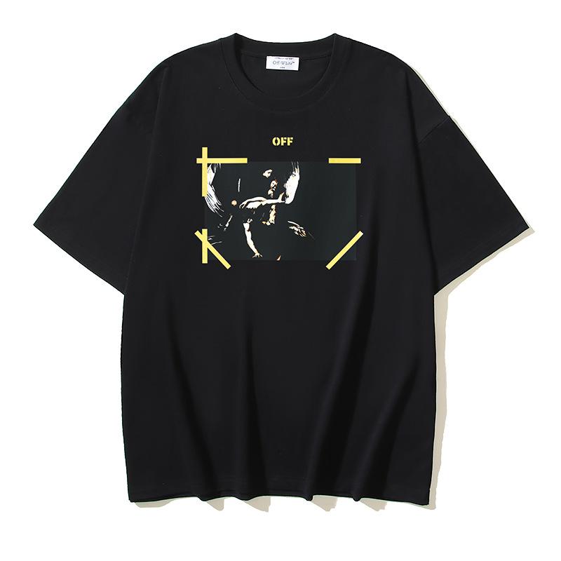 Off-White 2026 Summer New Angel Caravaggio Arrow Printed Short Sleeved T-shirt for Men and Women