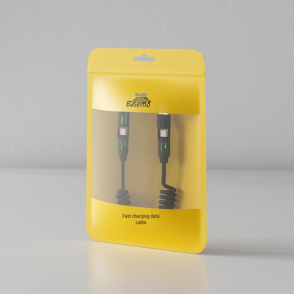 2m PD65W + 27W Light Column Spring 4-in-1 Cable for Apple & Huawei iPhone16