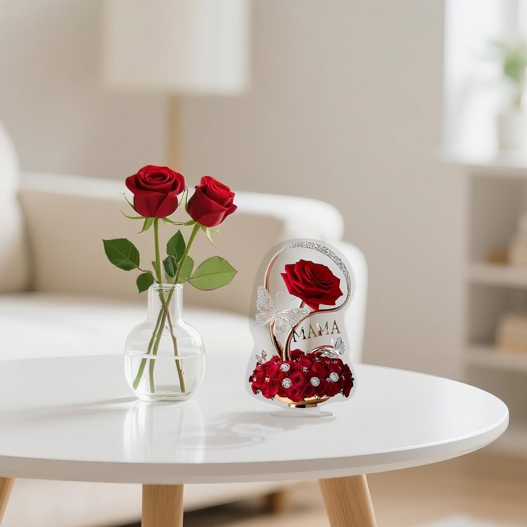 Mother's Day Acrylic 2D Flat Gift Rose Ornaments