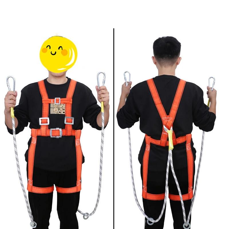 Five-Point Safety Harness Aerial Worker Outdoor Construction Protection Waist Belts Safety Belt Rescue with Survival Rope Hook
