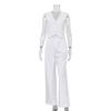 Sleeveless V-neck Vest Pants Set Casual Sleeveless V-neck Vest Solid Trousers Set