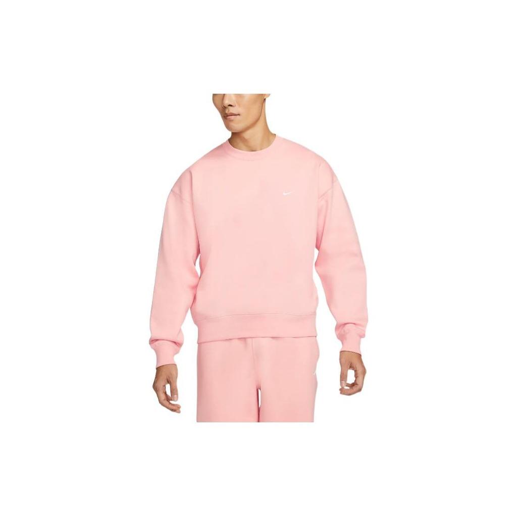 Nike Solid Color Logo Embroidered Crew Neck Sweatshirt Men Tops Pink DA0318-697