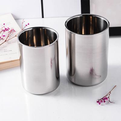 Edelstahl doppelwandiger silberner Kaffee-Bierkrug, tragbarer Reisewasserbecher, Tee-Milchbecher, Trinkgeschirr, 350 ml/500 ml