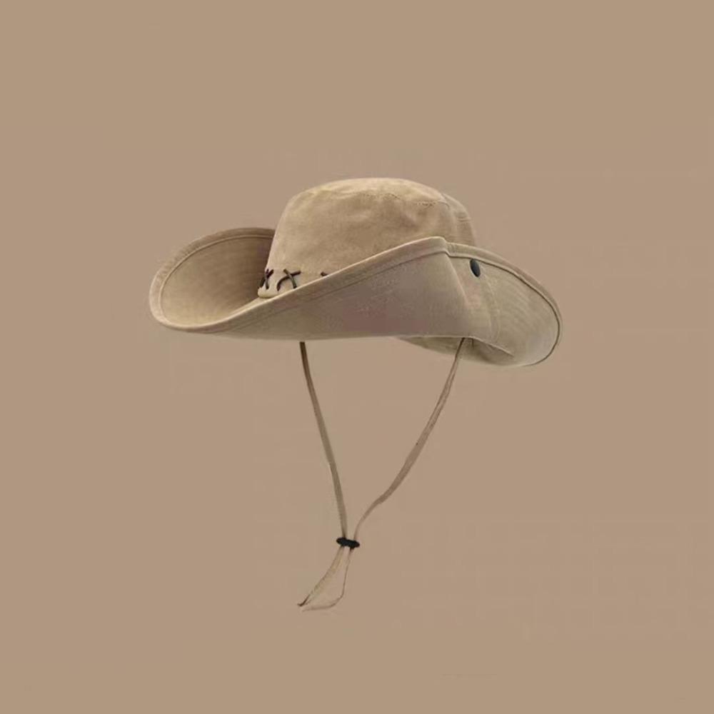 Breathable Western Cowboy Hat Adjustable Fisherman Sunshade Cap Wide Brim Sun Hat Travel