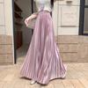 Sommer Herbst Damen Elegant Einfarbig Elastisch Lang Maxi Plissee Rock Für Dame