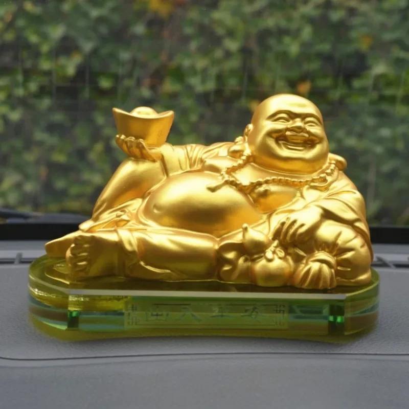 Car Decoration Perfume Seat Maitreya Buddha Statue Desktop Ornaments Exquisite Resin Crafts Home Fengshui Decor Accessories