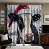 2pcs HD Cow decorative curtain with Santa hat White tie digital printed curtain Home Decoration style Decorate living room be