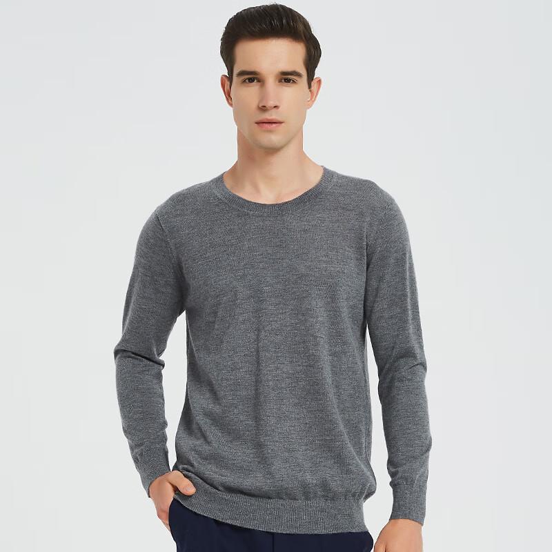 Hengyuanxiang Men's Fine Spun Pure Cashmere Crew Neck Sweater