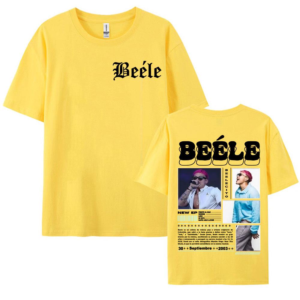 Rapper Beelecito Album Tour 2025 Double Sided Printed Tee Shirt for Men Hip Hop Vintage T Shirt Unisex Casual Tshirt Streetwear