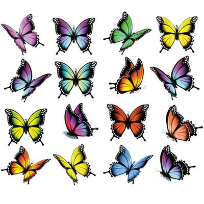 16 Teile/satz Schöne Schmetterling Aufkleber Für Kleidung Wärme Transfer Diy T-Shirt Kleidung Aufkleber Streifen Waschbar Eisen Auf Patches