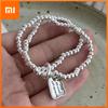 100% Solid 925 Sterling Silver Retro Bracelet for Women Men Vintage Handmade Double Layers Beads Patern Bracelet Birthday Gift