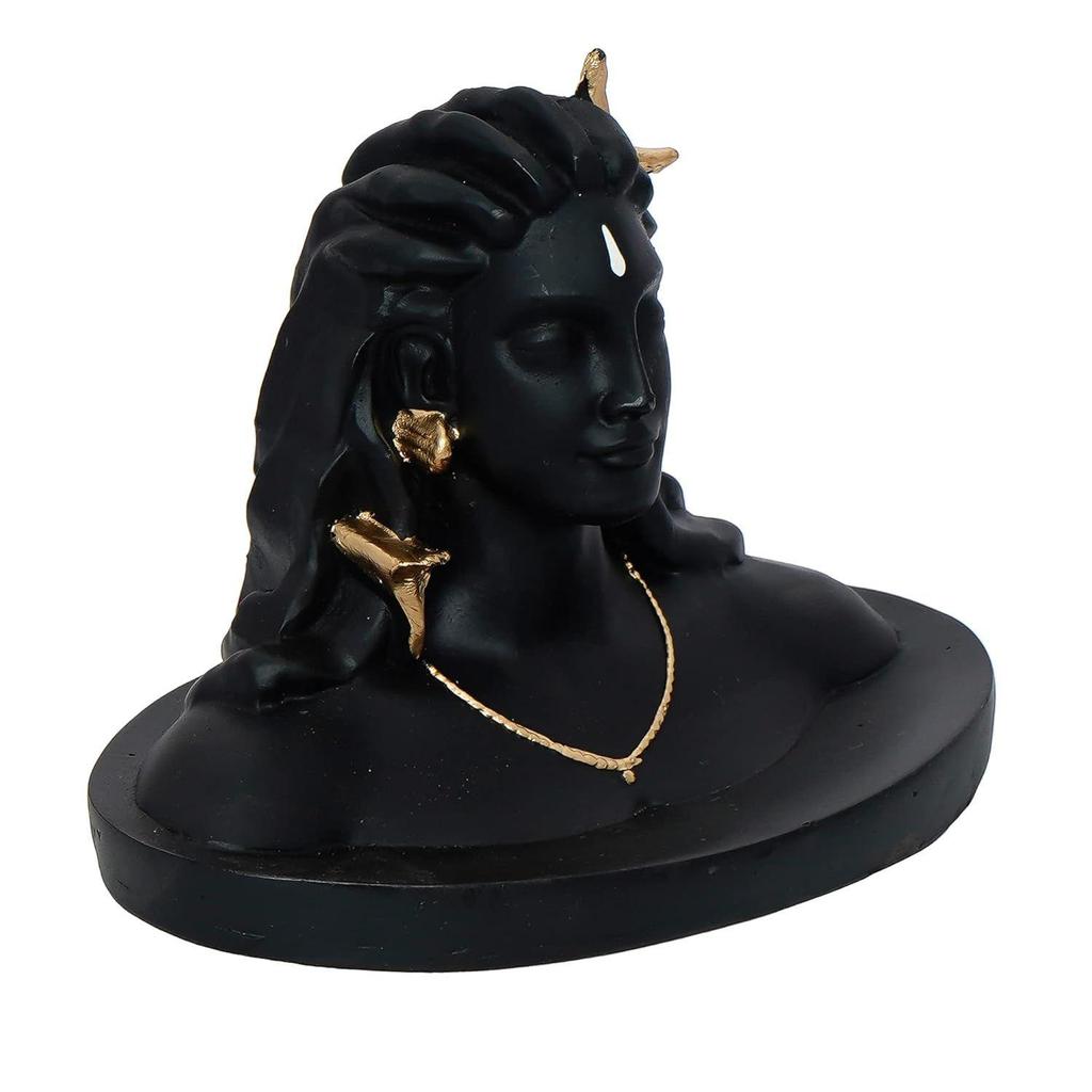 Black Resin Adiyogi Shiva Statue for Car Dashboard| Adiyogi Statue for Home Decor Pooja Room Office| Mahadev Murti Lord Shiva Idol