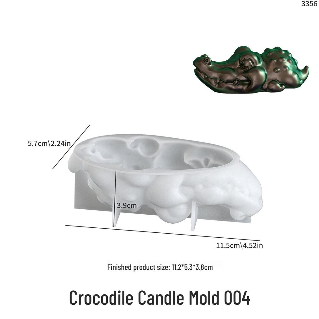 Poppy Crystal Epoxy Mold: Crocodile & Rhinoceros Figurines for DIY Scented Candles