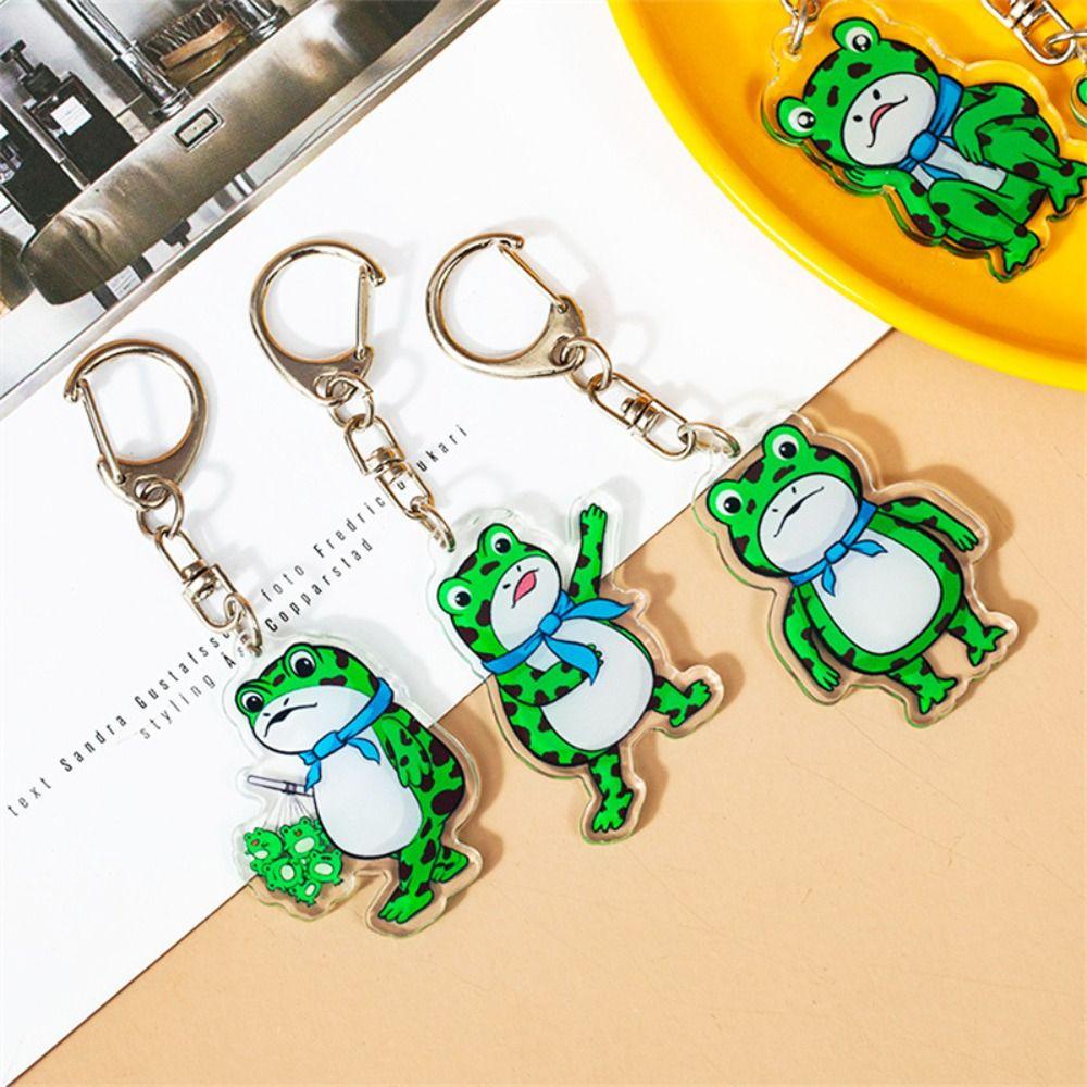 Cartoon Animal Animal Frog Pendent Keyring Silent Frog Keychain  Lady Girls Gift