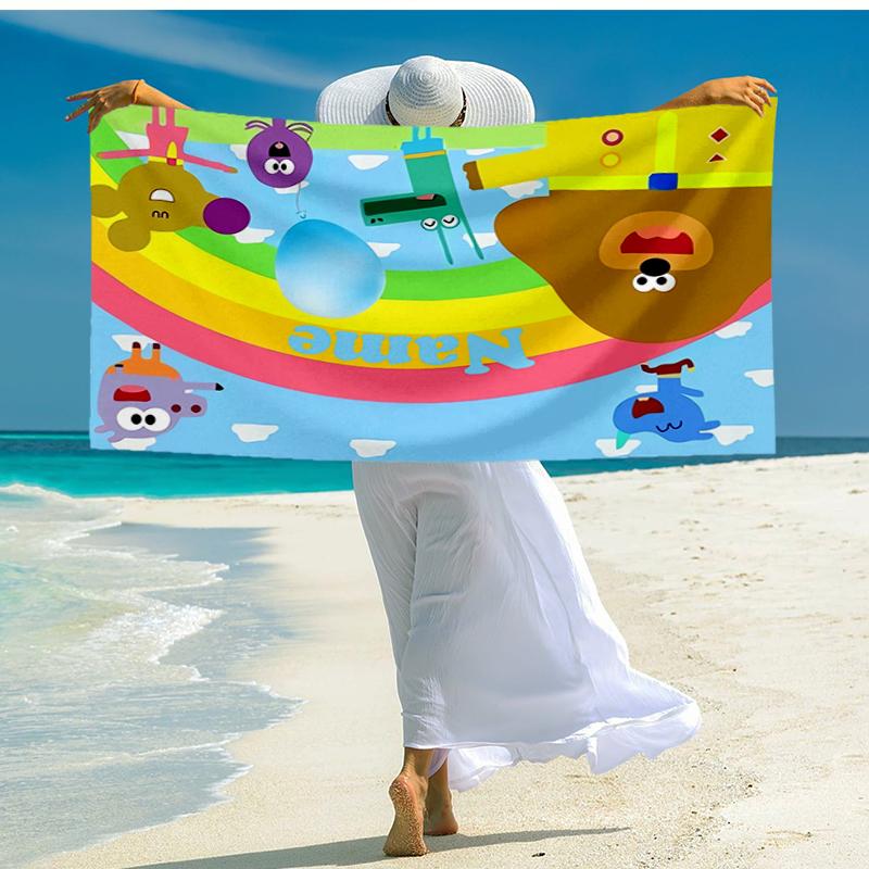 Custom Name Ultra-Soft Beach Towel with Hey Duggee Theme,Ideal for Pool - Camping, Diving - Perfect Travel Essential, Vibrant Beach Towel.