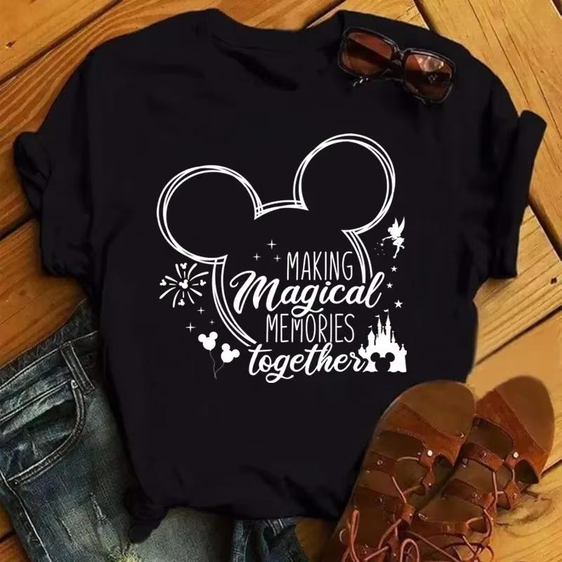 Disney Cartoon 2025 Trip Graphic Printed T-shirt Female Casual Short Sleeve Tops Tees Fashion Summer Clothing Harajuku T Shirt