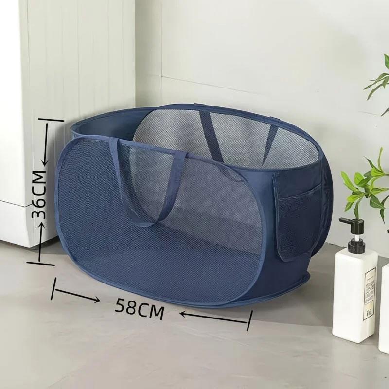

1PC Foldable Laundry Bag Extra Large Mesh Dirty Clothes Hamper with Handles for Bedroom Bathroom Storage Organizer Collapsible синий